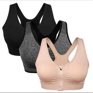 Women's Zip Front wireless Sports Bra